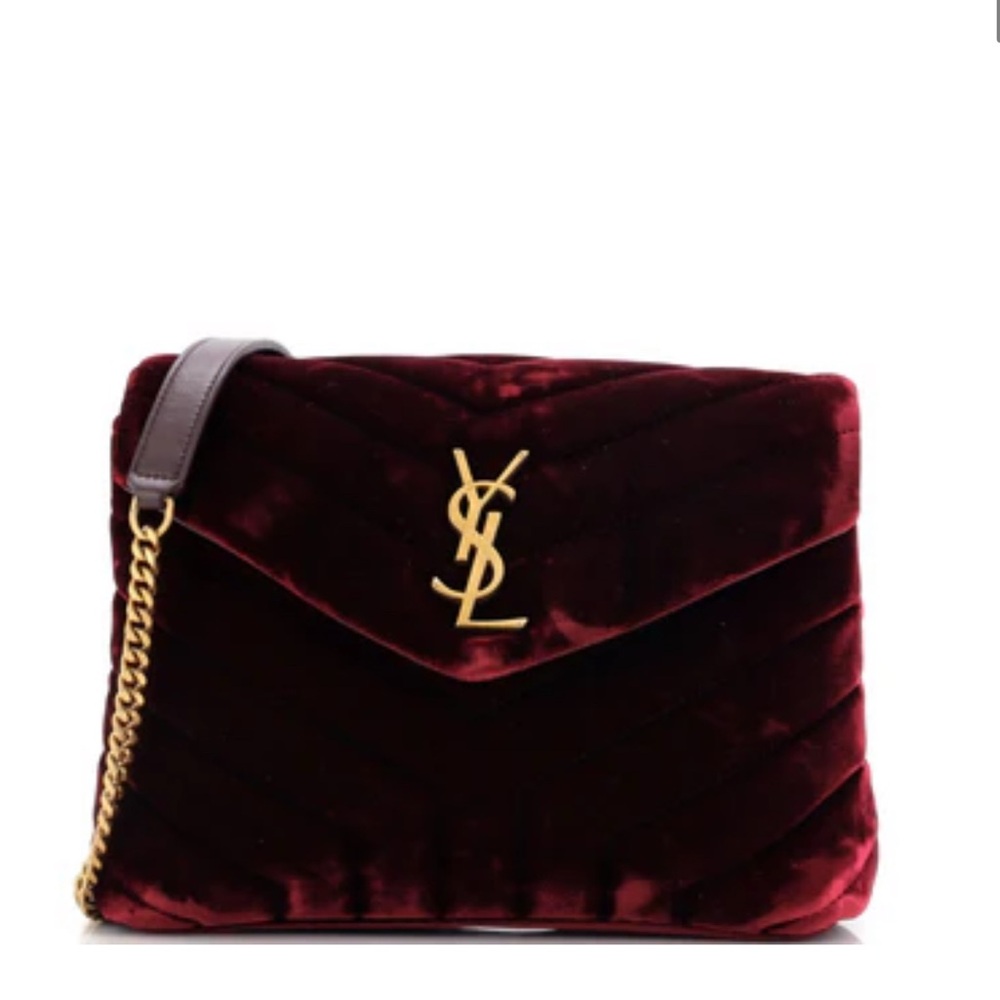 Yves Saint Laurent Dark Red Velvet Crossbody Bag